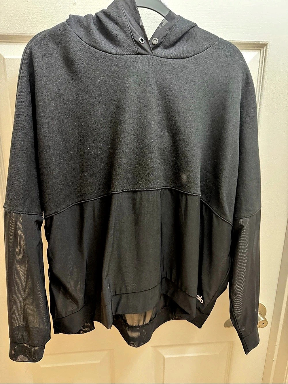 Alo Yoga Black Mixed Media Perspective Hoodie size Medium